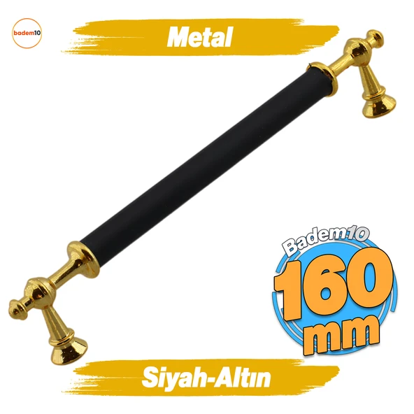 Melis (160 mm - 16 cm) Siyah Gold Metal Mobilya Mutfak Çekmece Dolap Dolabı Kulbu Kulpu Kulpları ürün görseli 1