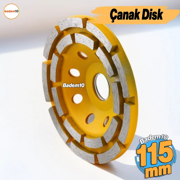 Beton Mermer Granit Taşlama Elmas Çanak Disk Yüzey Silme Temizleme Çift Sıra Segmanlı 115 mm ürün görseli 1