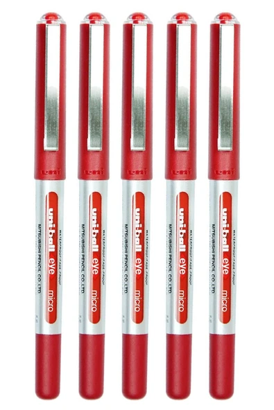 Kırmızı Pilot Kalem 5 Adet Uniball Eye Mikro 0.5 mm Roller Pilot Kalem Ub-150 Roller Uçlu Likit Mürekkepli Pilot Kalem ürün görseli 1