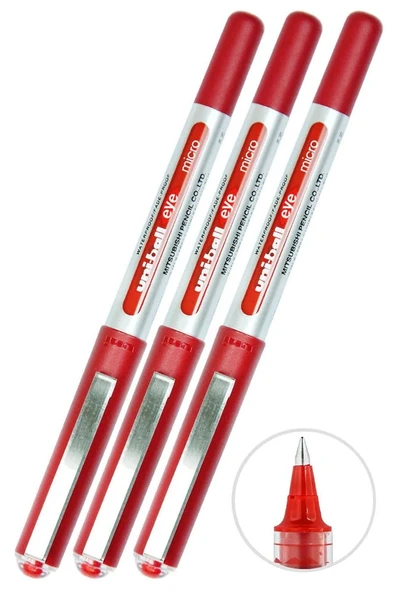 Kırmızı Pilot Kalem 3 Adet Uniball Eye Mikro 0.5 mm Roller Pilot Kalem Ub-150 Roller Uçlu Likit Mürekkepli Pilot Kalem ürün görseli 1