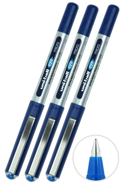 Mavi Pilot Kalem 3 Adet Uniball Eye Mikro 0.5 mm Roller Pilot Kalem Ub-150 Roller Uçlu Likit Mürekkepli Pilot Kalem ürün görseli 1