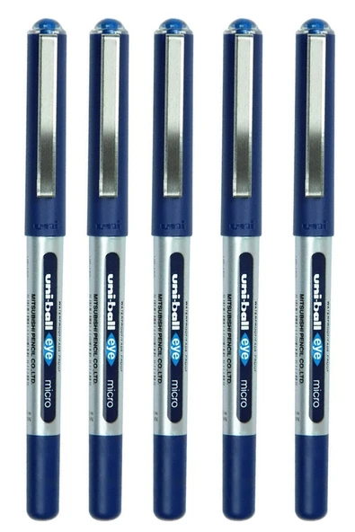 Mavi Pilot Kalem 5 Adet Uniball Eye Mikro 0.5 mm Roller Pilot Kalem Ub-150 Roller Uçlu Likit Mürekkepli Pilot Kalem ürün görseli 1