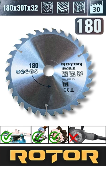 Daire Testere Bıçağı 180x32 30t Ağaç Kesme Diski ürün görseli 1