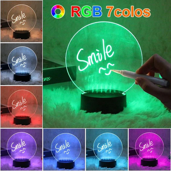 SGE TEKNOLOJİ 3D LED IŞIKLI SİLİNEBİLİR KUMANDALI YAZI MESAJ TAHTASI GECE LAMBASI ürün görseli 1
