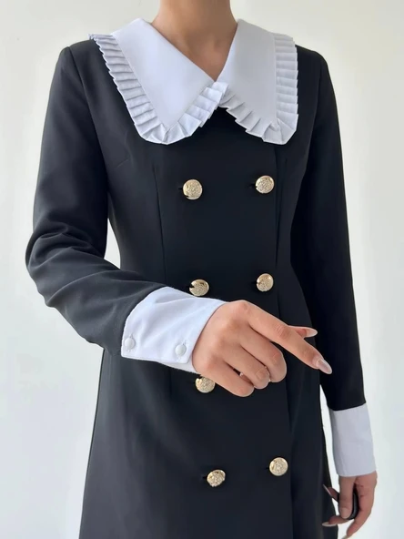 Loyada Geniş Yaka Elbise - Resim 4
