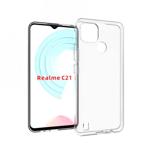 Realme C21 Kılıf Zore Şeffaf İnce ve Esnek Süper Silikon Kılıf ürün görseli 1
