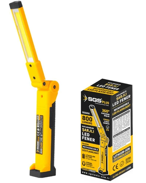 SGS5056 Şarjlı Led Fener 800 Lümen Katlanır 3.7 VOLT/ 2000 mAh ürün görseli 1