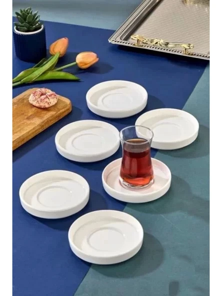Cooker CKR4151 Beyaz Porselen Çay Tabağı 6'lı ürün görseli 1