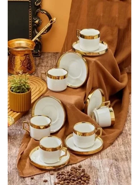 Cooker CKR3524 Gold Detaylı Porselen Kahve Fincan Takımı 6'lı ürün görseli 1