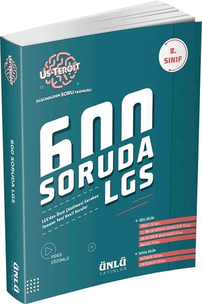 8. Sınıf 600 Soruda LGS Us Teroit Soru Bankası Ünlü Yayıncılık ürün görseli 1