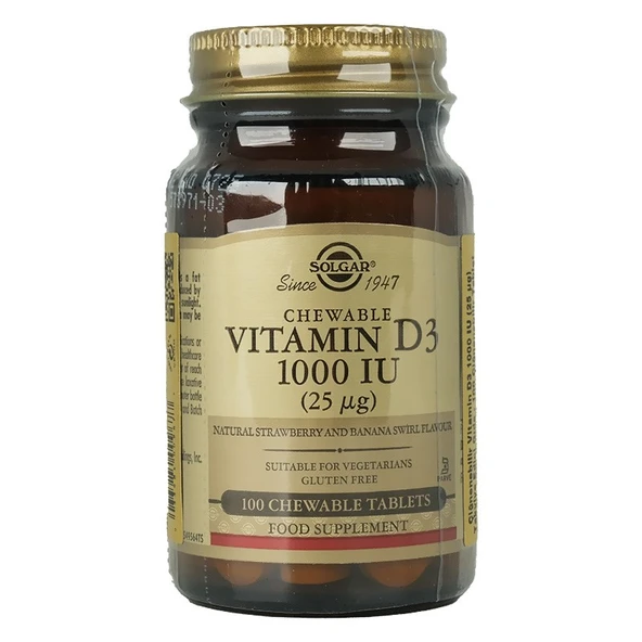 Solgar Vitamin D3 1000 IU 100 Çiğnenebilir Form ürün görseli 1