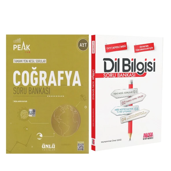 Ünlü Yayıncılık AYT Coğrafya Best Peak ve AKM Dil Bilgisi Soru Bankası Seti 2 Kitap ürün görseli 1