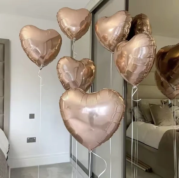 Brokoli Home Kalp Folyo Uçan Balon Gold Rose 2 Adet 45Cm 18 İnç ürün görseli 1