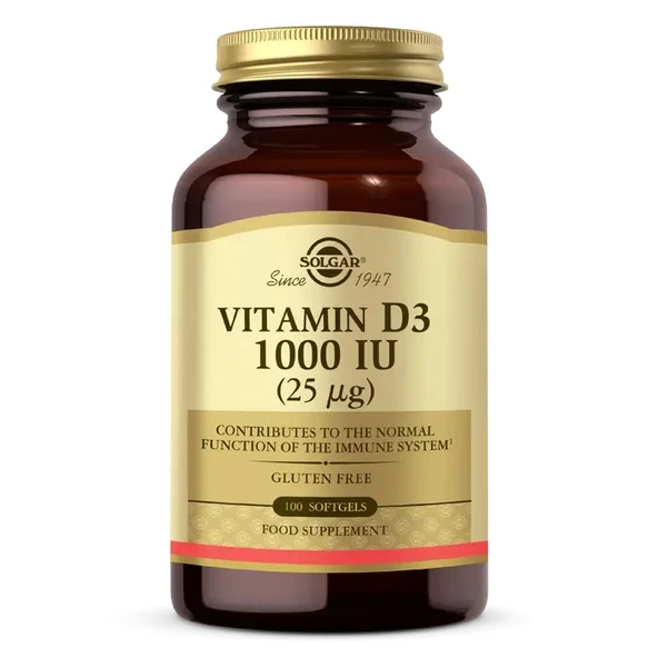 Solgar Vitamin D3 1000 IU 100 Kapsül ürün görseli 1