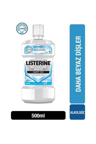 Listerine Advanced White Hafif Tat Alkolsüz Ağız Bakım Suyu 500 Ml ürün görseli 1