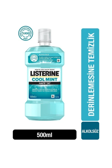 Listerine Cool Mint Hafif Tat Alkolsüz Ağız Bakım Suyu 500 ml ürün görseli 1