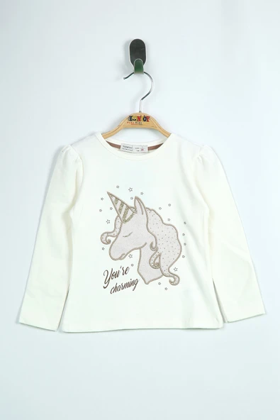 Toontoy Kız Çocuk Tişört Unicorn Nakışlı ürün görseli 1
