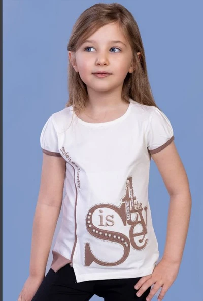 Toontoy Kız Çocuk T-Shirt Star Garnili Nakışlı ürün görseli 1