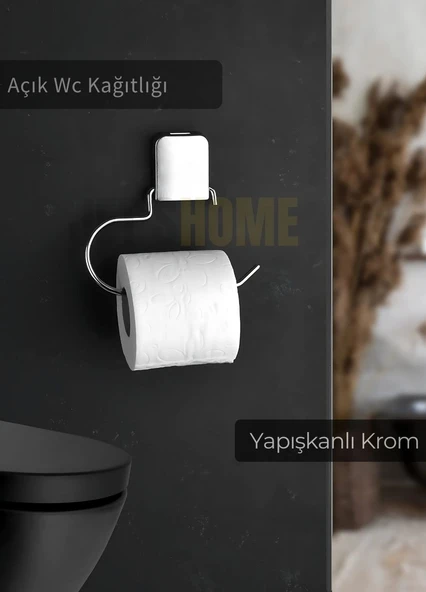 Paslanmaz Kapaksız Tuvalet Kağıdı Askılığı Wc Kağıtlık Tutucu Krom ürün görseli 1