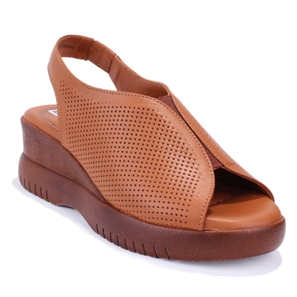 Dagoster DZA07-9972521405 Taba Günlük Ortopedik Deri Kadın sandalet ürün görseli 1