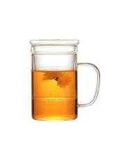 Linanware Cam Kapaklı Demleme Süzgeçli Isıya Dayanıklı Borosilikat Camdan Kupa Bardak 350ML DSG-25 ürün görseli 1