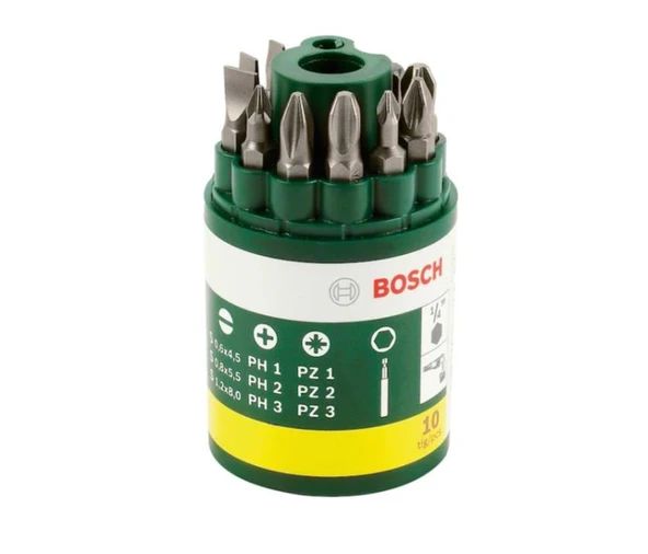 Bosch 10 Parça Vidalama Ucu Seti (PH+PZ+S) - Resim 2