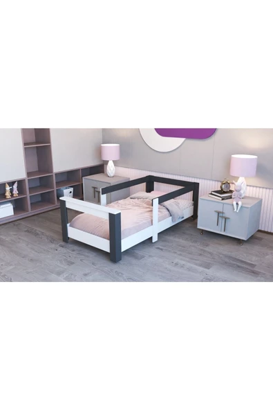 Ninnimo Ninnimo Montessori Suntalem Karyola Antrasit Beyaz Y25 90x190 cm Yatak Uyumlu Y 1064 ürün görseli 1