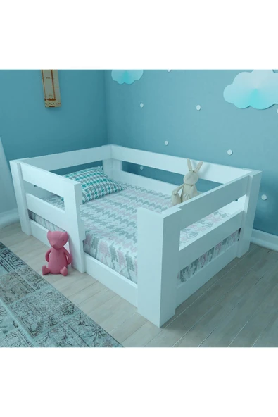 Ninnimo Çocuk Beyaz Mdf 70x110 Yatak Uyumlu Vega Montessori Karyola ürün görseli 1