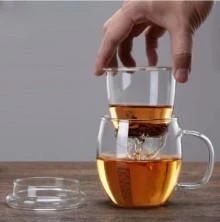 Linanware Cam Kapaklı Demleme Süzgeçli Isıya Dayanıklı Borosilikat Camdan Kupa Bardak 450 ml DSG-27 ürün görseli 1