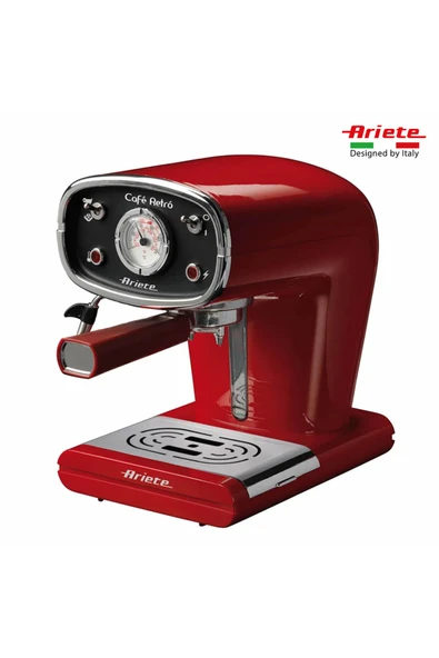 ARİETE Ceffe Retro Cappuccino/Espresso Makinesi Alüminyum Hazne Kırmızı 1388A  900W ürün görseli 1