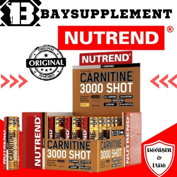 NUTREND L-Carnitine 20 Shot 3000 mg Portakal-Yetkili Satıcı ürün görseli 1