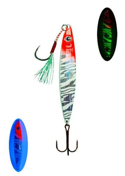 S.F. Sardin Jig 20gr - 60mm - Sahte Yem Kaşık Rapala -Levrek, Palamut, Lüfer, Çinekop, Turna Jig Yem -Zebra Glow ürün görseli 1