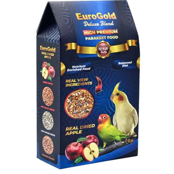 EuroGold Deluxe Blend Gerçek Elmalı Premium Paraket Yemi 1000 GR ürün görseli 1