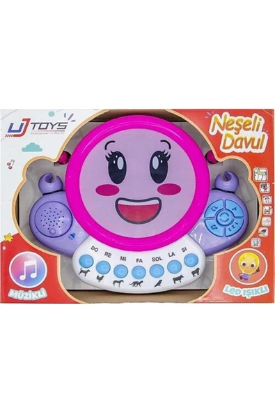 UJ TOYS Işıklı Müzikli Notalı Eğlenceli Neşeli Pilli Davul Mor ürün görseli 1