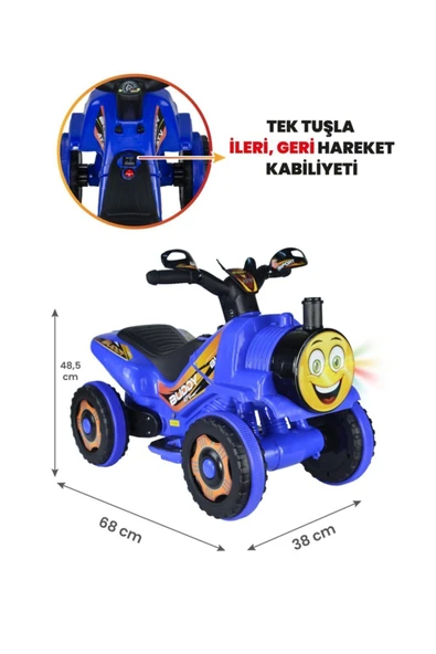 UJ TOYS Müzikli Ve Led Işıklı Buddy Akülü Atv 6v-mavi ürün görseli 1