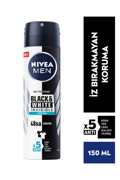 Nive Sprey Deodorant Invisible for Black & White Fresh Erkek 150 ml ürün görseli 1