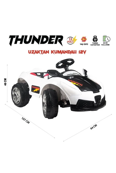 UJ TOYS Thunder 12V Akülü Araba Beyaz ürün görseli 1