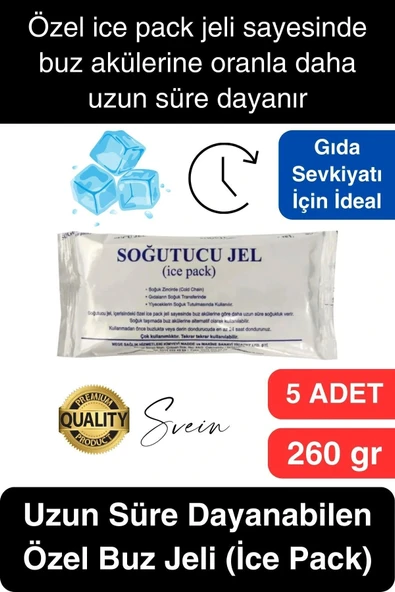 5 Adet 260 gr Soğutucu Jel Poşet Buz Aküsü Yolculuk Seyahat Yiyecek İçin Uygun Uzun Süre Dayanım ürün görseli 1