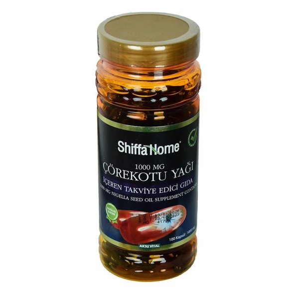 Aksuvital Shiffa Home Çörekotu Yağı Soğuk Sıkım 1000Mg 100Kapsül ürün görseli 1