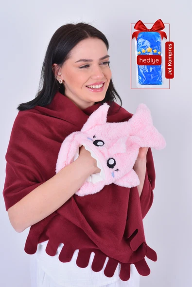 Shark Desenli Pembe Su Torbası Kılıfı Yumuşak, Rahatlatıcı ve Isı Terapisi (Termojel Hediyeli) ürün görseli 1