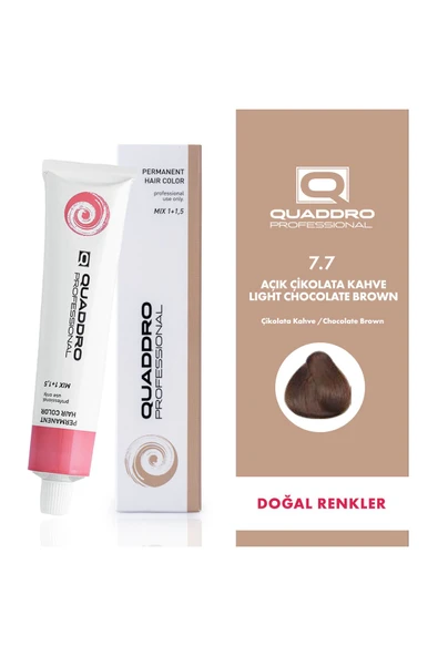 QUADDRO PROFESSİONAL QUADDRO PROFESSIONEL SAÇ BOYASI 7.7 AÇIK ÇİKOLATA KAHVE 100 ml ürün görseli 1