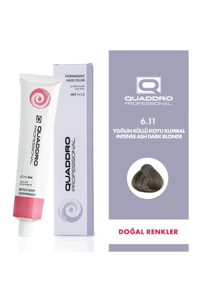 QUADDRO PROFESSİONAL SAÇ BOYASI 6.11 YOĞUN KÜLLÜ KUMRAL 100 ML ürün görseli 1
