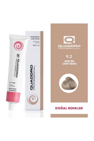 QUADDRO PROFESSİONAL QUADDRO PROFESSIONEL SAÇ BOYASI 9.2 AÇIK BEJ 100 ML ürün görseli 1