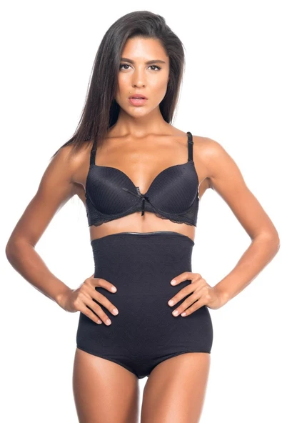 SİYAH MI Emay 2079 Yüksek Bel Desenli Double Slip Korse ürün görseli 1