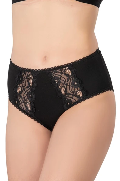 SİYAH MI Emay 1445 Modal Cotton Yüksekbel Dantelli Külot ürün görseli 1