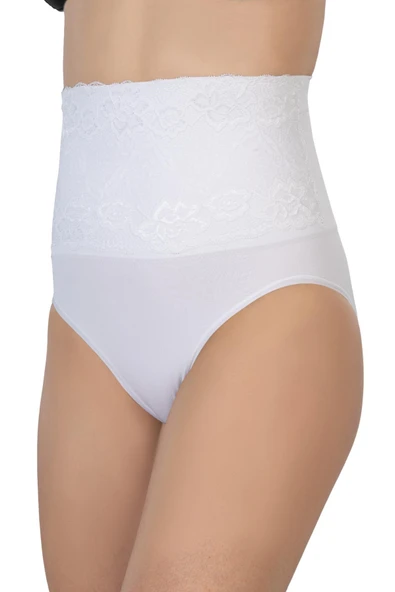 BEYAZ MI Emay 2090 Önü Dantelli Yüksek Bel Slip Korse ürün görseli 1