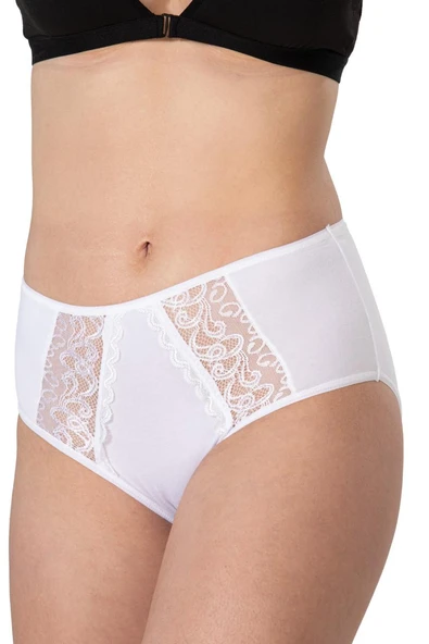 BEYAZ MI Emay 1445 Modal Cotton Yüksekbel Dantelli Külot ürün görseli 1