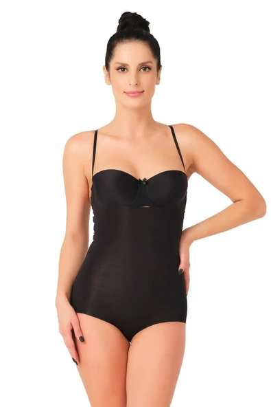 SİYAH MI Emay 2723 Lazer Kesim Göğsü Açık Slip Korse ürün görseli 1