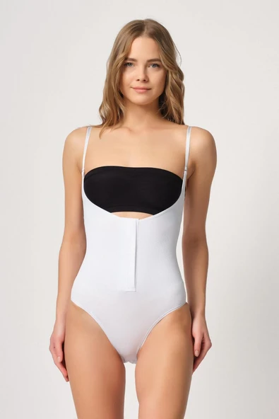 BEYAZ MI Emay 2043 Göğsü Açık Agraflı Body Korse ürün görseli 1