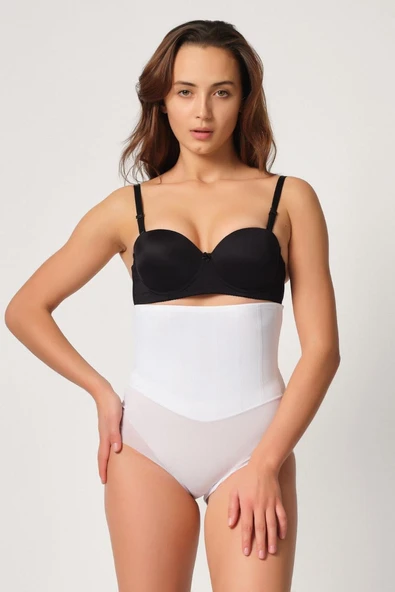 BEYAZ MI Emay 2945 Tül Karyokalı Slip Lazer Korse ürün görseli 1